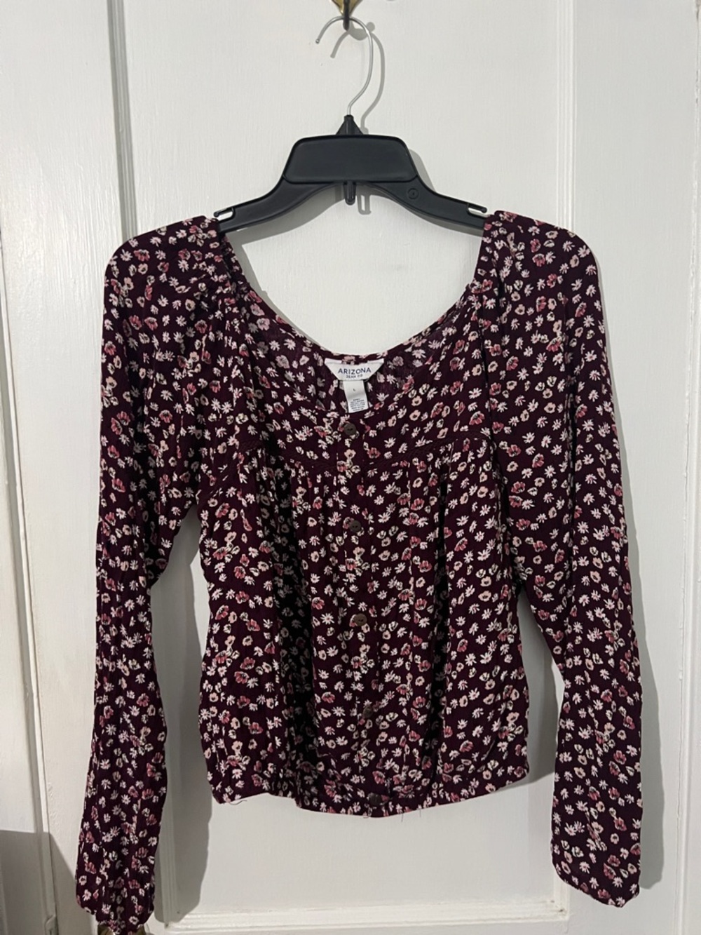Arizona Jean Company Burgundy Floral Long-Sleeve Top